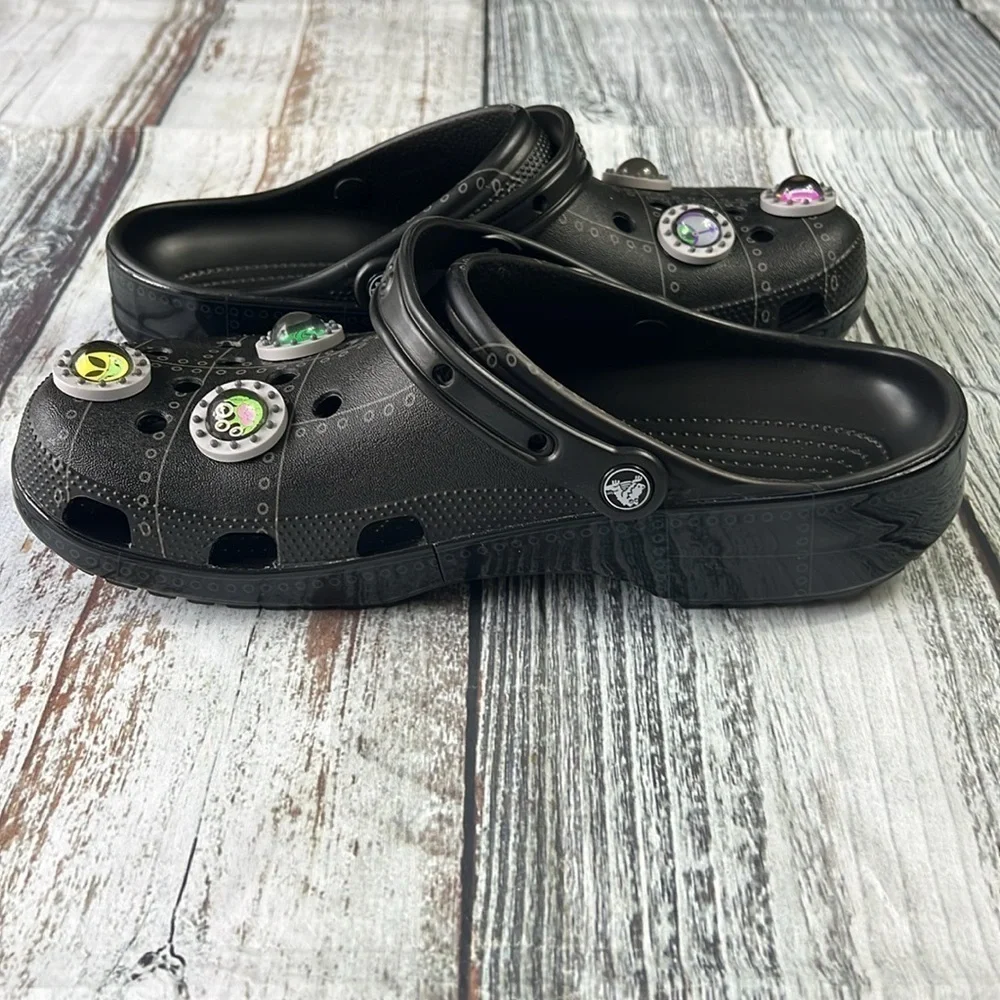 Crocs x Ron English Area 54 Boys: Black Slip On Clog Sandals Mens Size 12